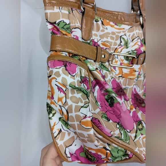 2/$30 NWT GEORGE Spring Ready Floral Tan and Pink HandBag - Picture 3 of 11